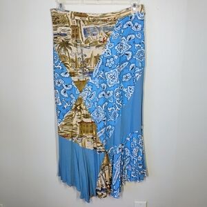 Vintage Faith Patchwork Paisley Midi Skirt Womens XL Beaded Vacation Travel Y2K